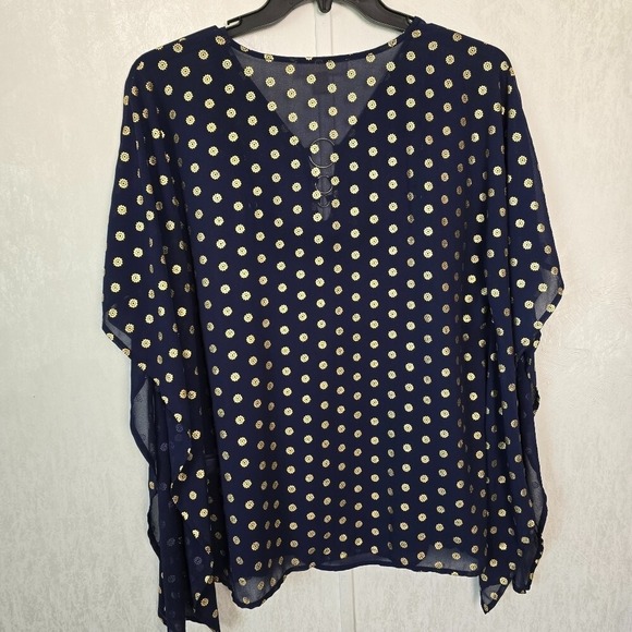 Michael Kors Women's Embellished Caftan Tank Camisole Gold Polka Dot Top Sz S/M - Picture 6 of 8